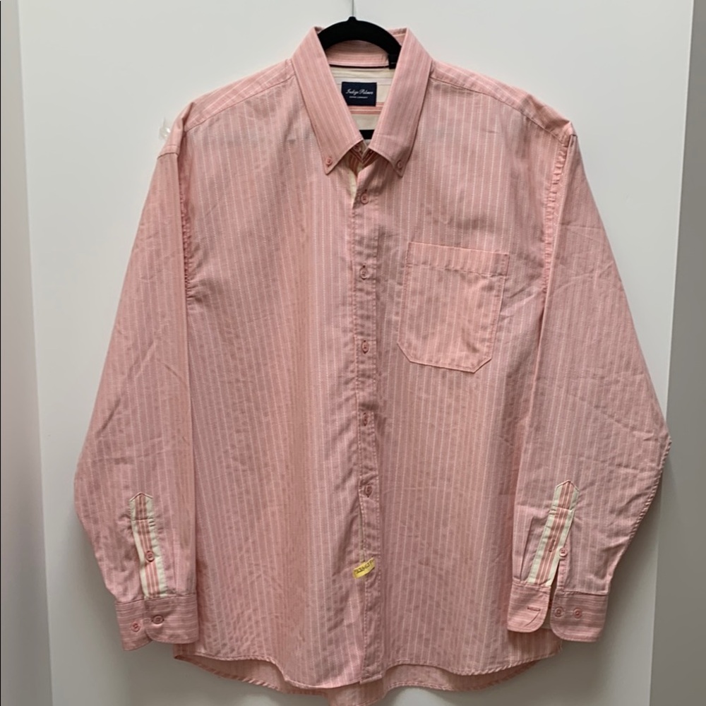 Pink Casual Button Down Shirt with Vertical Stripes